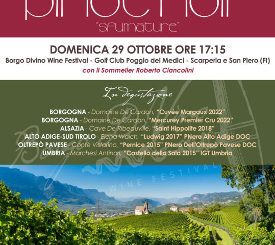 MASTERCLASS – PINOT NOIR “Sfumature” – Domenica 29 Ottobre